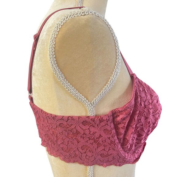 Victoria's Secret Unlined Demi Bra Floral Lace Raspberry Pink Size 38D - Picture 10 of 14